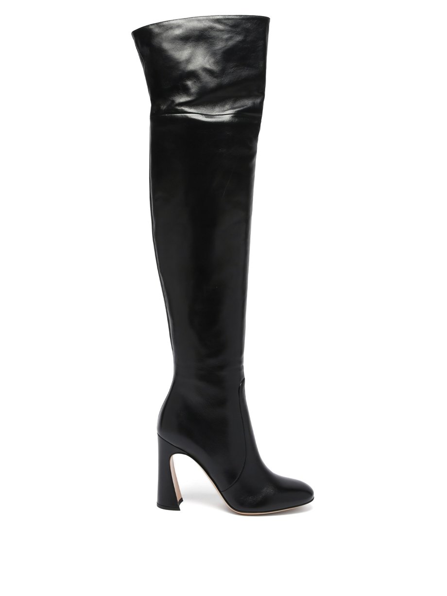 Black Curve-heel 100 leather knee-high boots | Gianvito Rossi ...