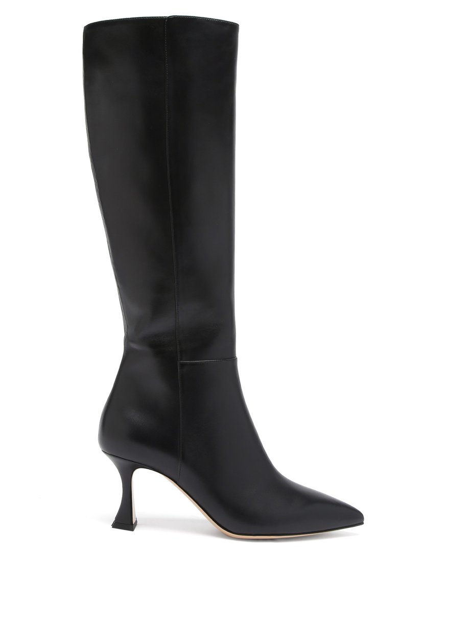 Black Point-toe 70 leather knee-high boots | Gianvito Rossi ...