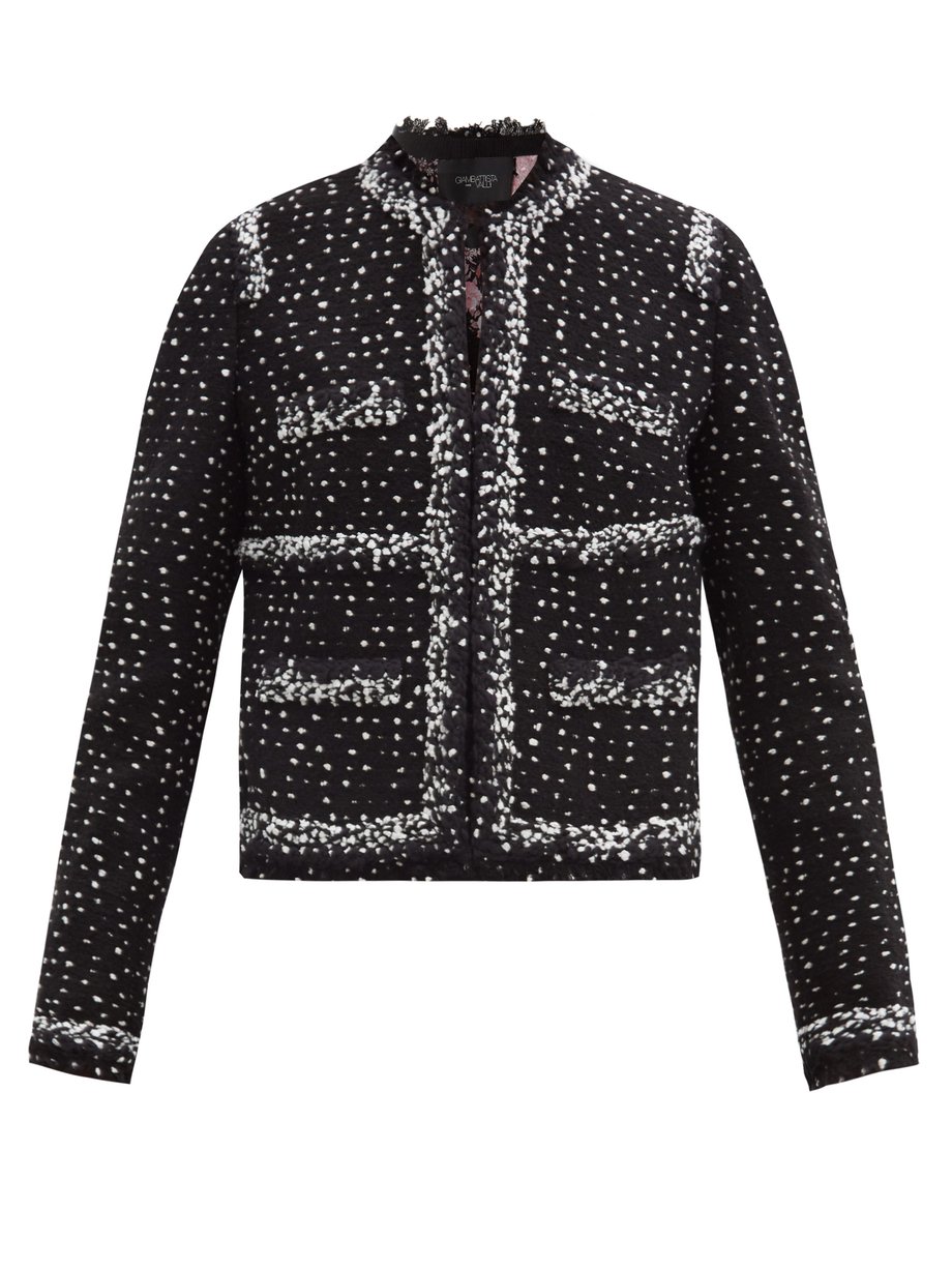 Black Speckled-bouclé wool-blend tweed jacket | Giambattista Valli ...
