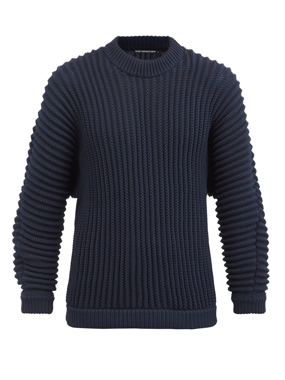 Navy Ribbed-knit sweater | Issey Miyake Men | MATCHESFASHION US