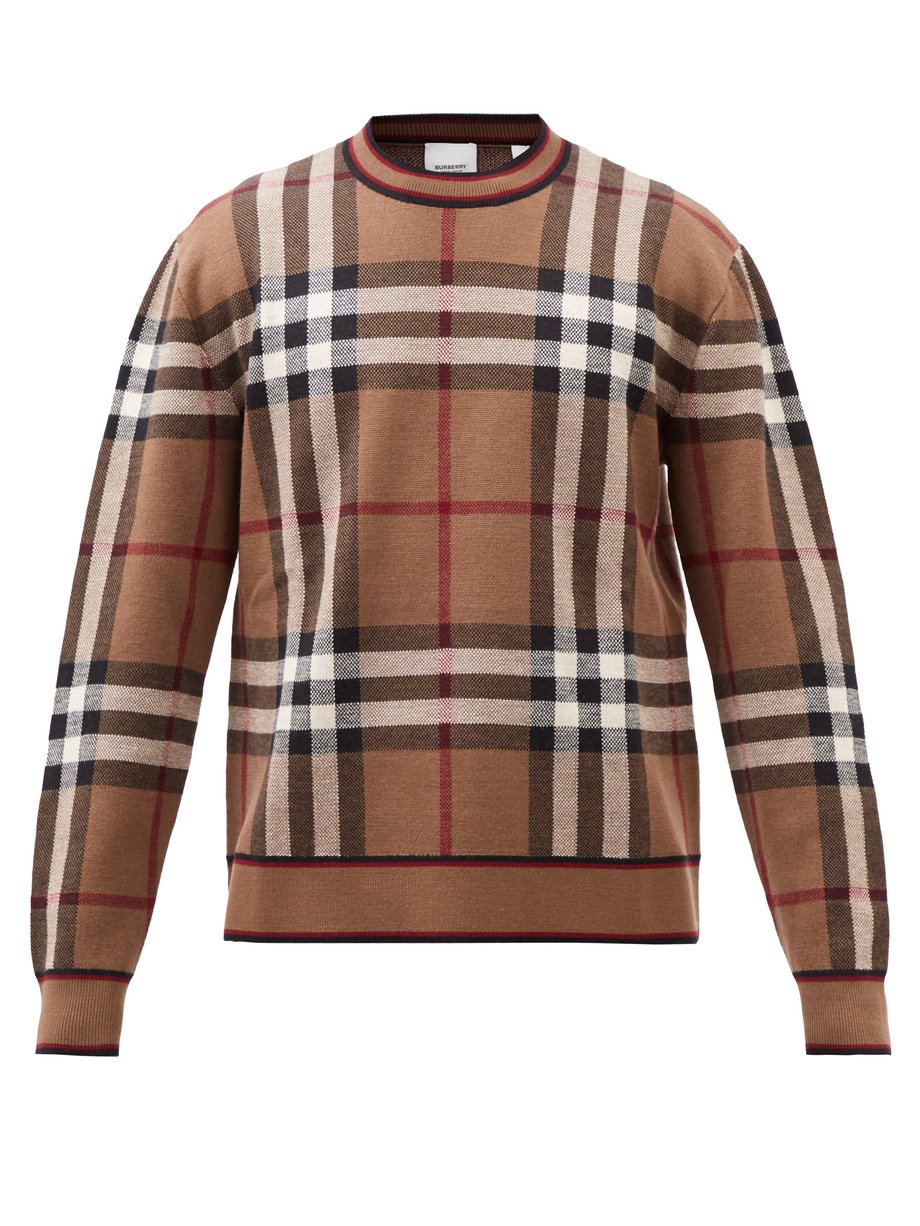 Burberry Burberry Naylor check-intarsia merino wool sweater Brown ...