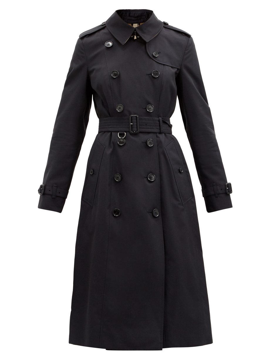 Navy Chelsea long cotton-gabardine trench coat | Burberry ...