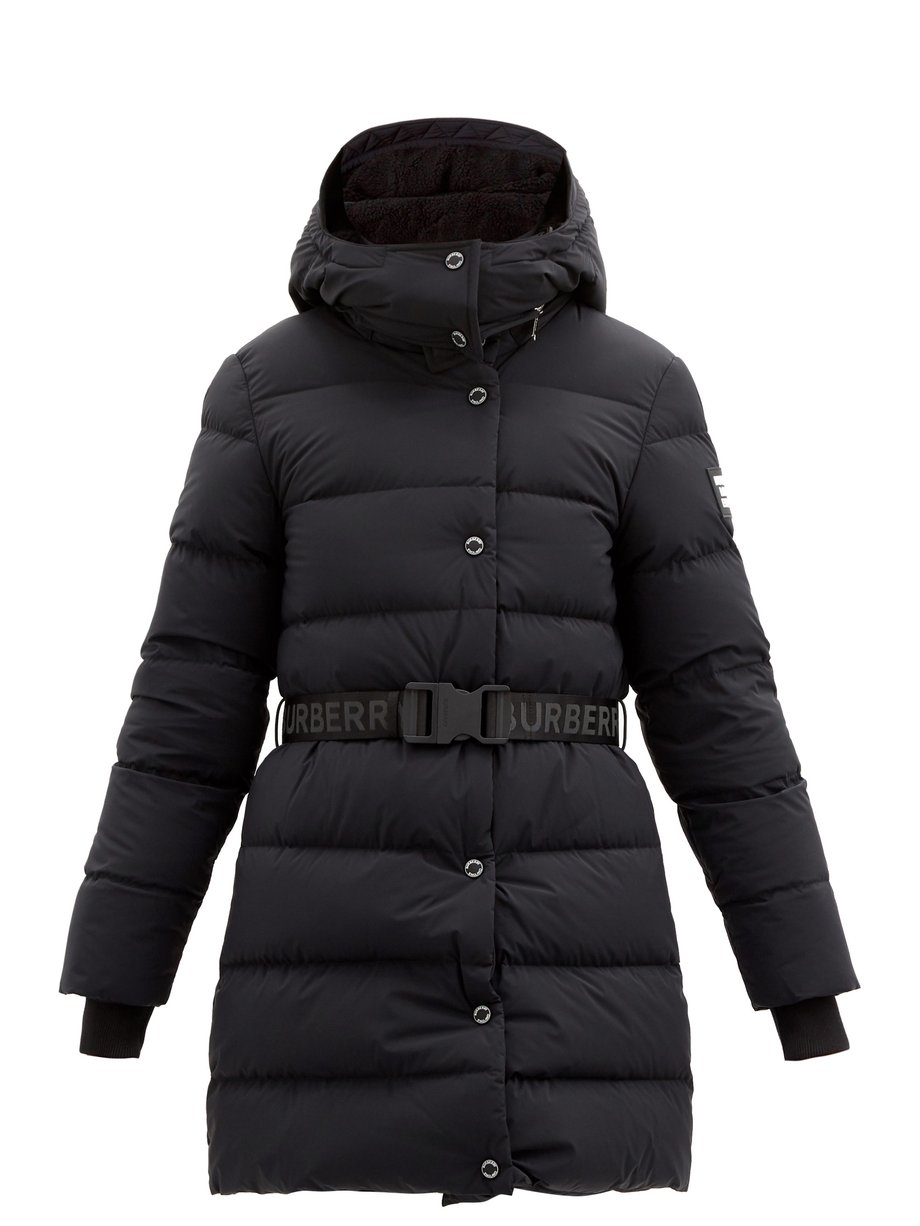 belted down puffer coat