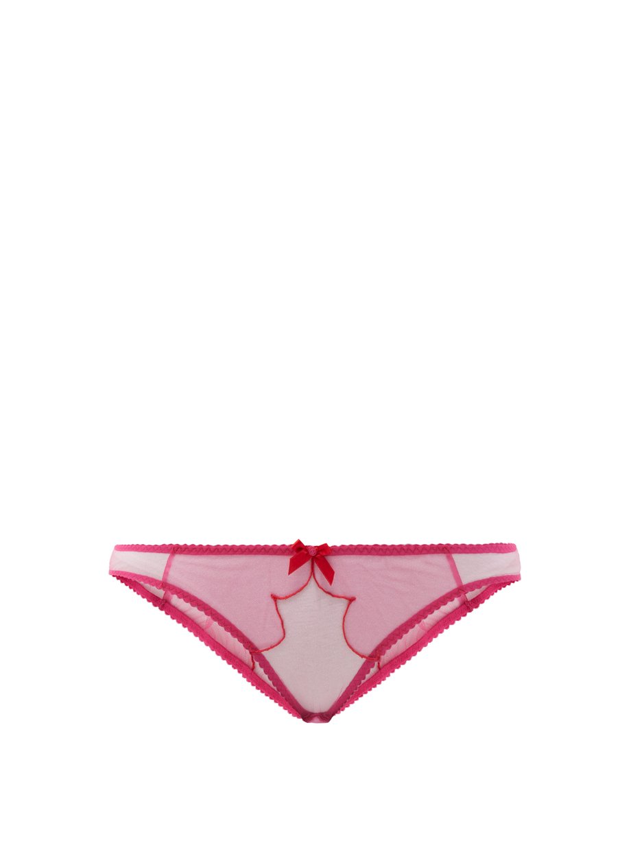 Pink Lorna scallop-embroidered mesh briefs | Agent Provocateur ...