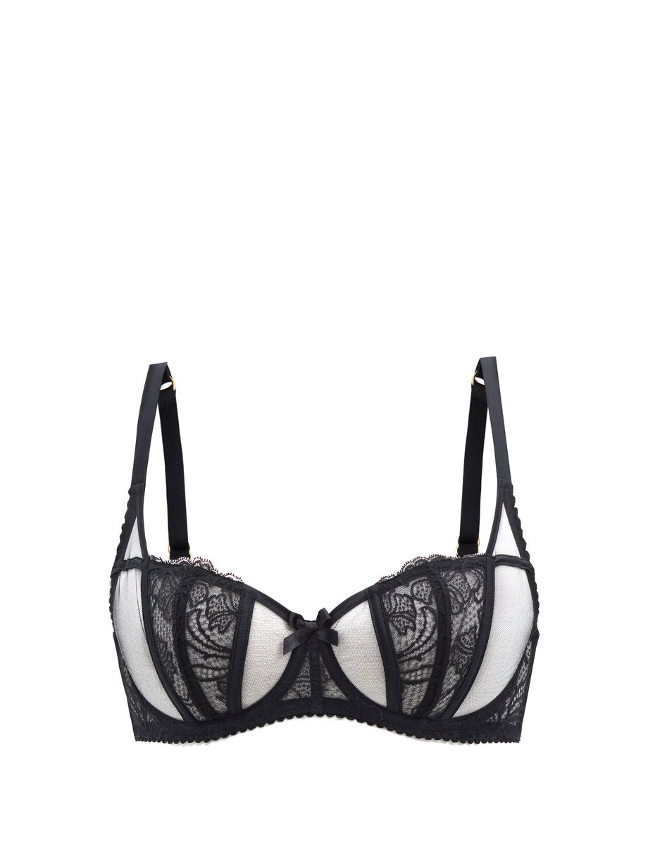 Black underwired lace-panel sheer bra | Agent Provocateur | MATCHESFASHION UK