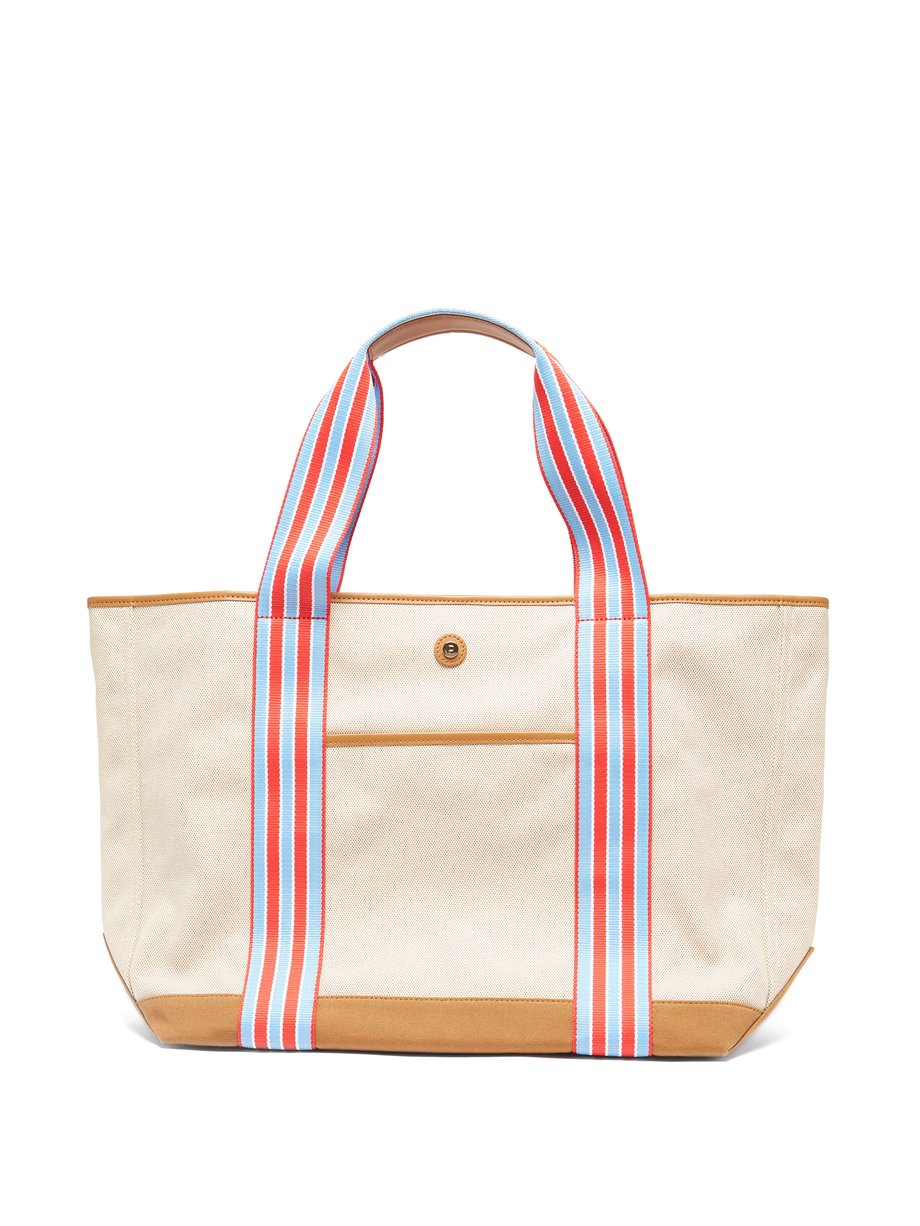 Beige multi Cabana recycled-fibre canvas tote bag | Paravel ...
