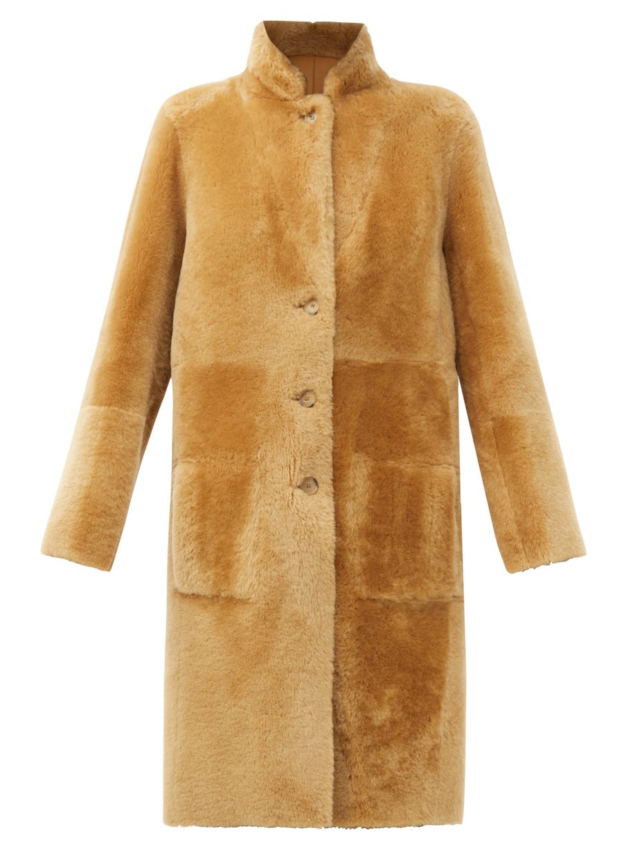 Camel Brittany reversible shearling and leather coat | Joseph ...