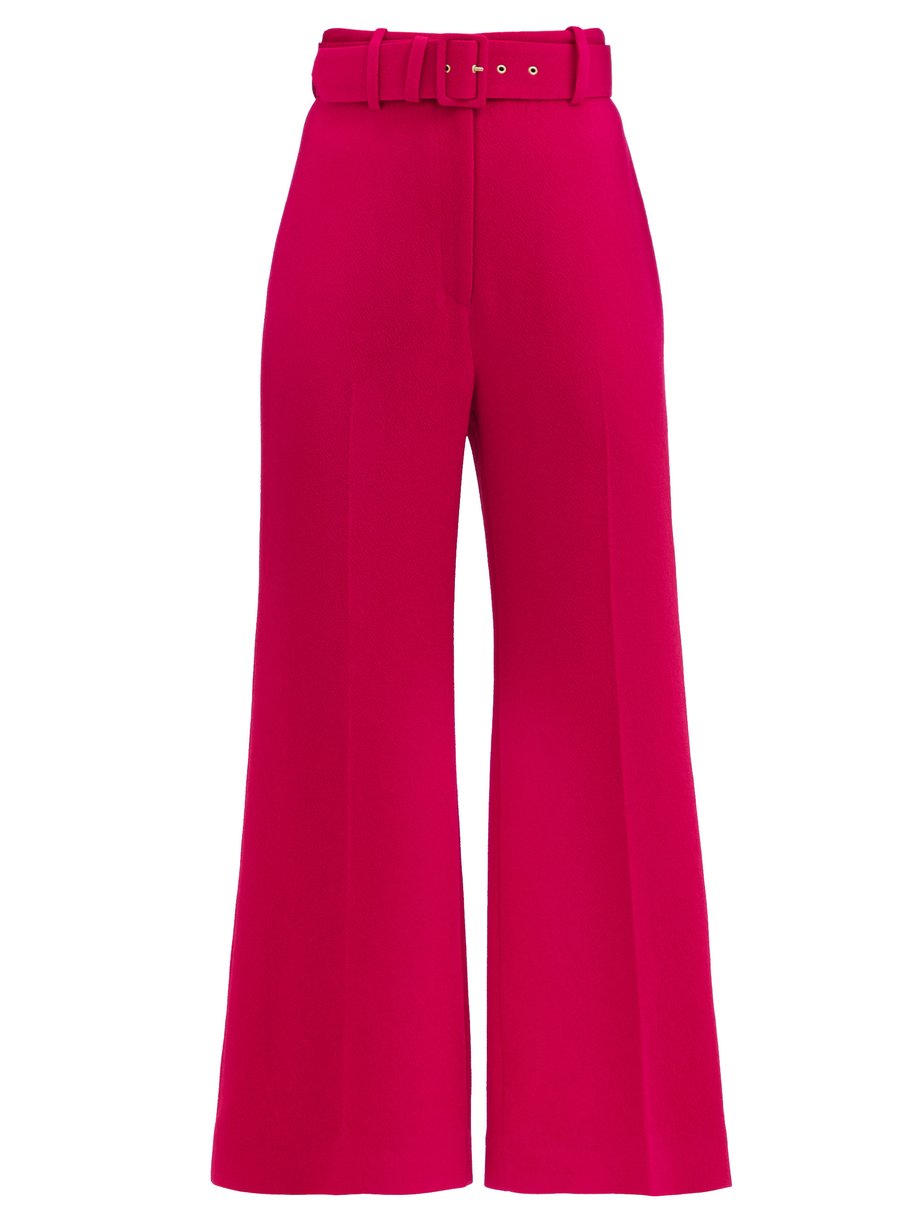 Pink Jana belted high-rise crepe trousers | Emilia Wickstead ...