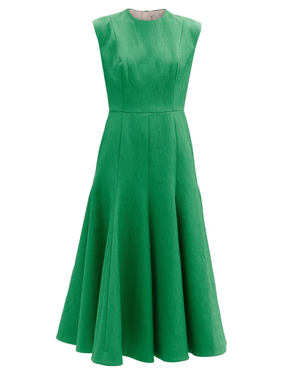 Green Denver sleeveless cloqué midi dress | Emilia Wickstead ...