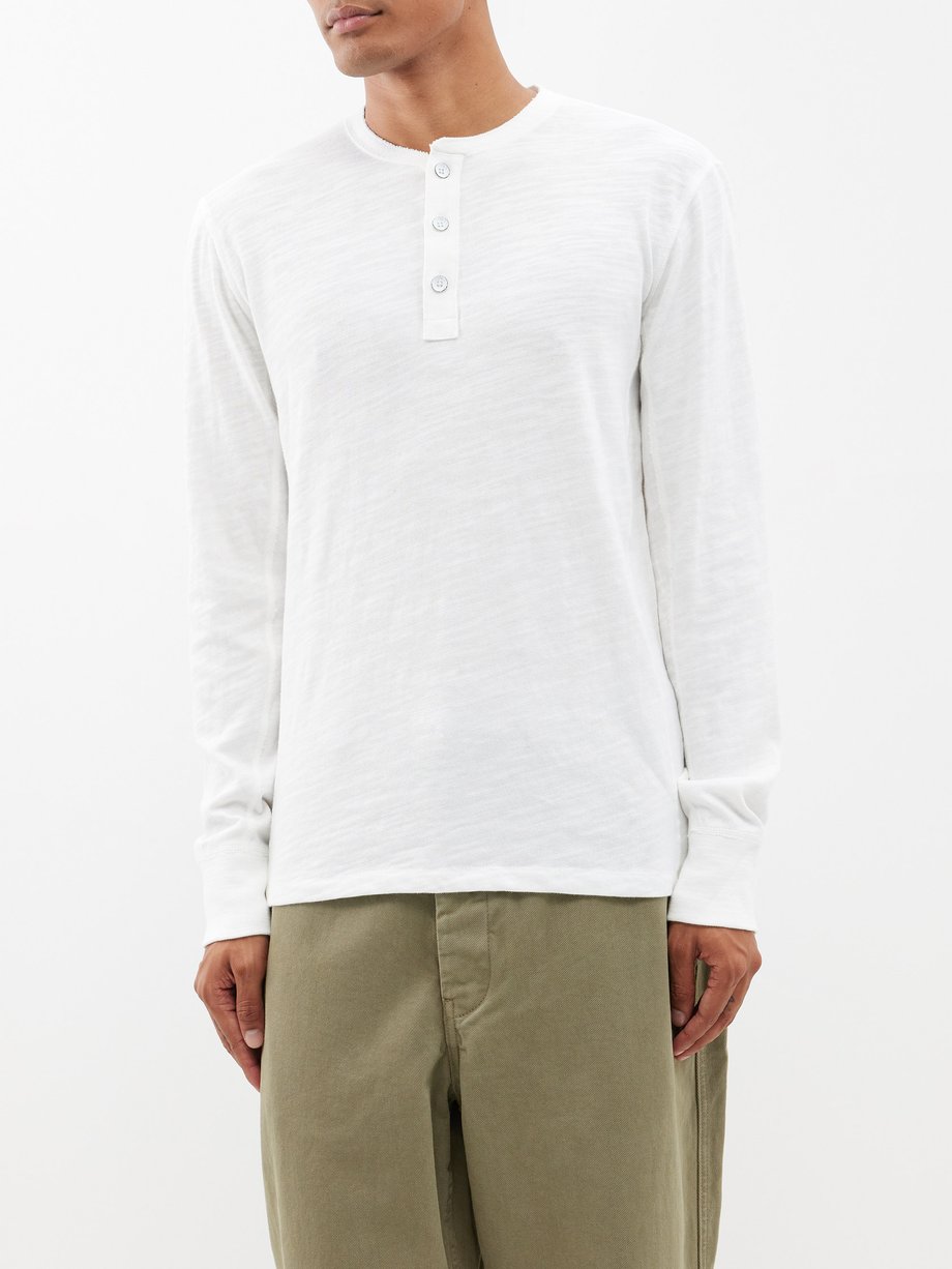 White Classic slubbed cotton-jersey Henley T-shirt | Rag & Bone ...