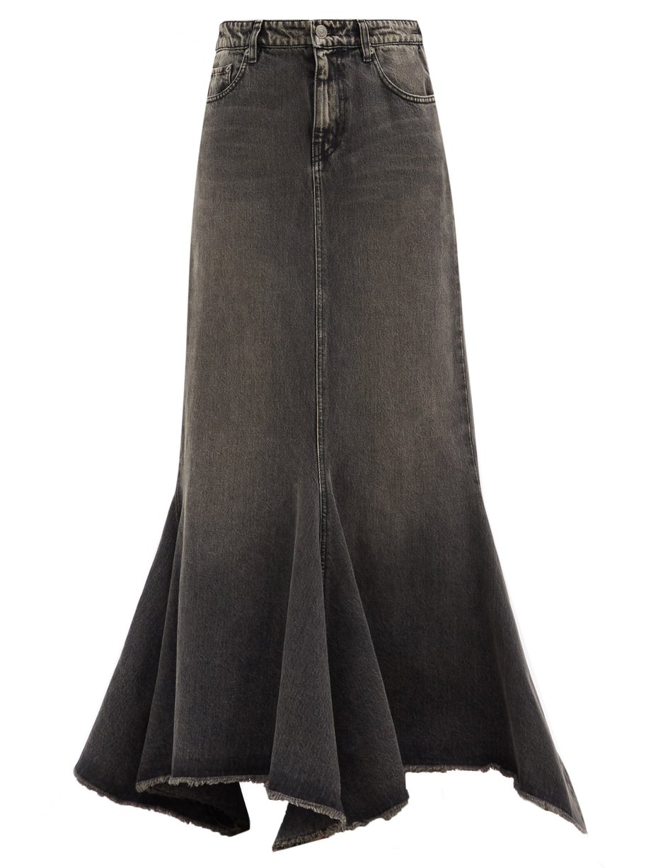 Black Flared denim maxi skirt | Balenciaga | MATCHESFASHION UK