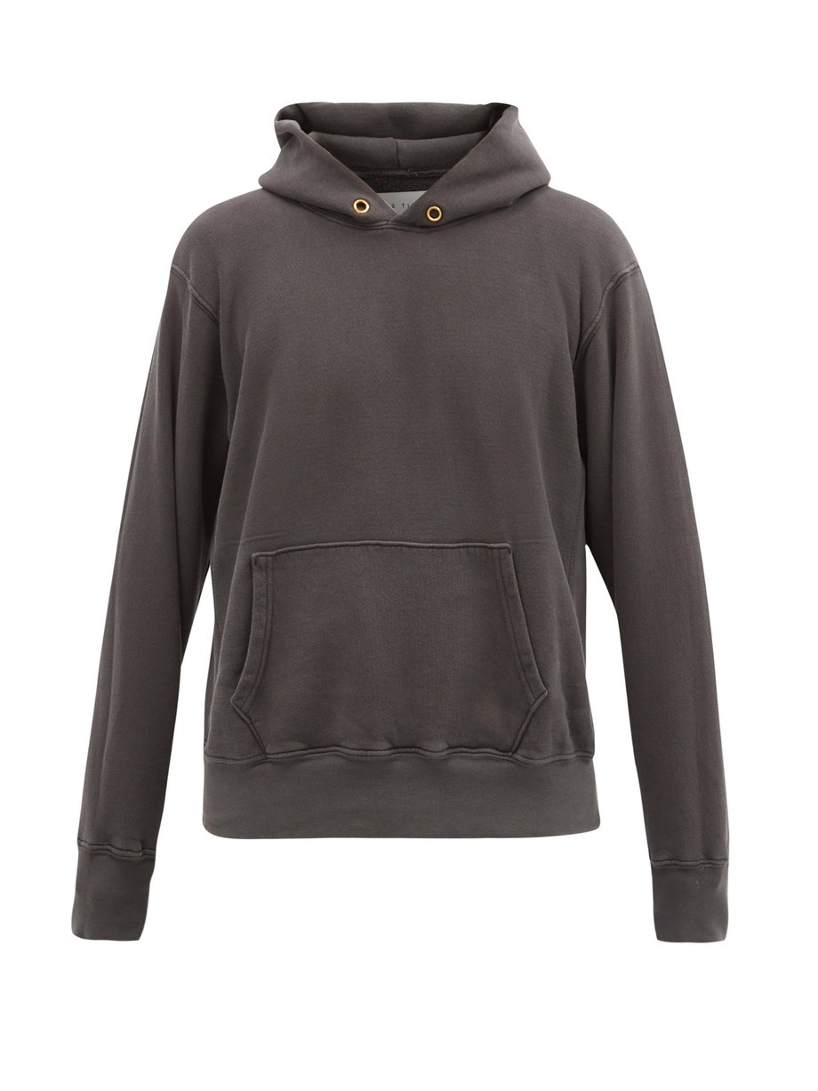 Black Brushed-back cotton-jersey hooded sweatshirt | Les Tien ...