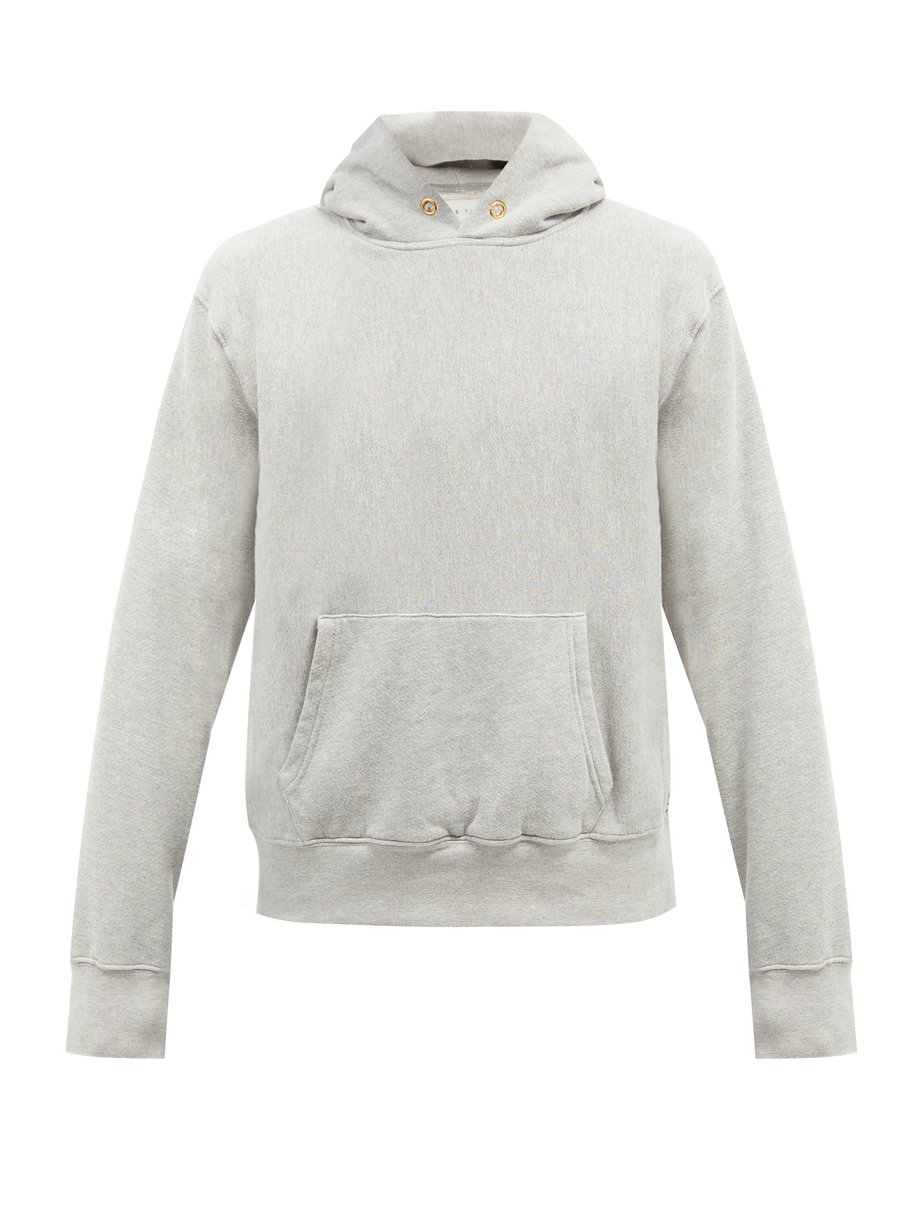Grey Brushed-back cotton-jersey hooded sweatshirt | Les Tien ...