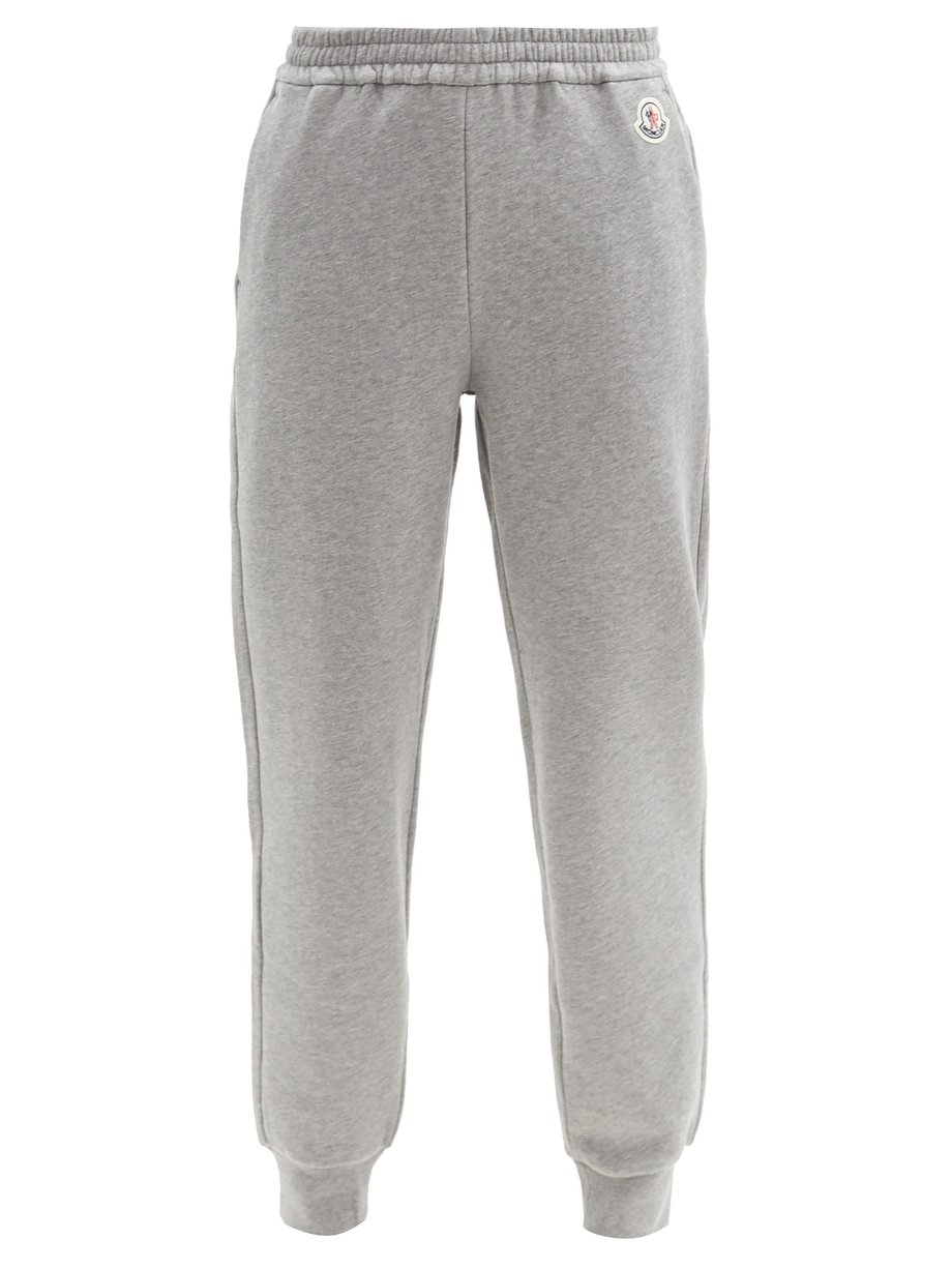 Grey Logo-appliqué cotton-blend jersey track pants | Moncler ...