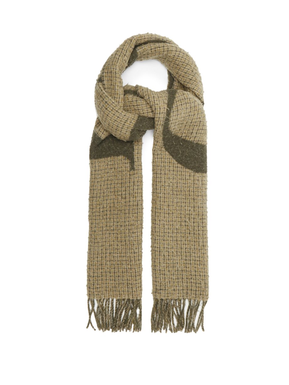 Logo-jacquard felted wool-blend scarf 