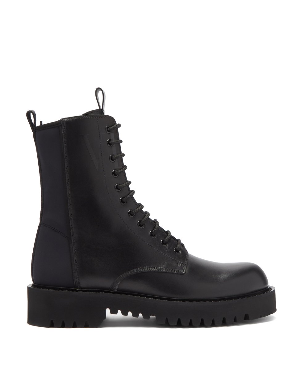 Black Neoprene and leather boots | Valentino | MATCHESFASHION US