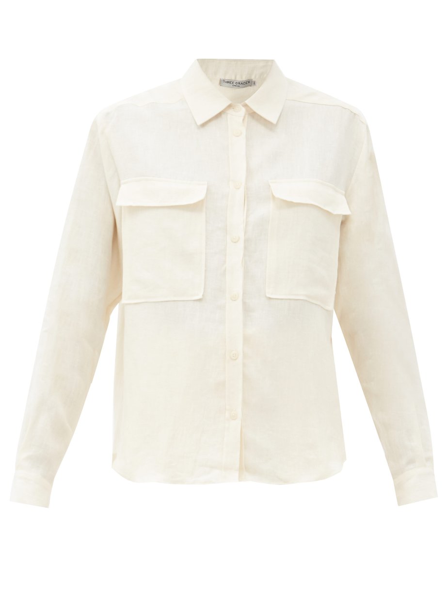 White Willow chest-pocket linen shirt | Three Graces London ...