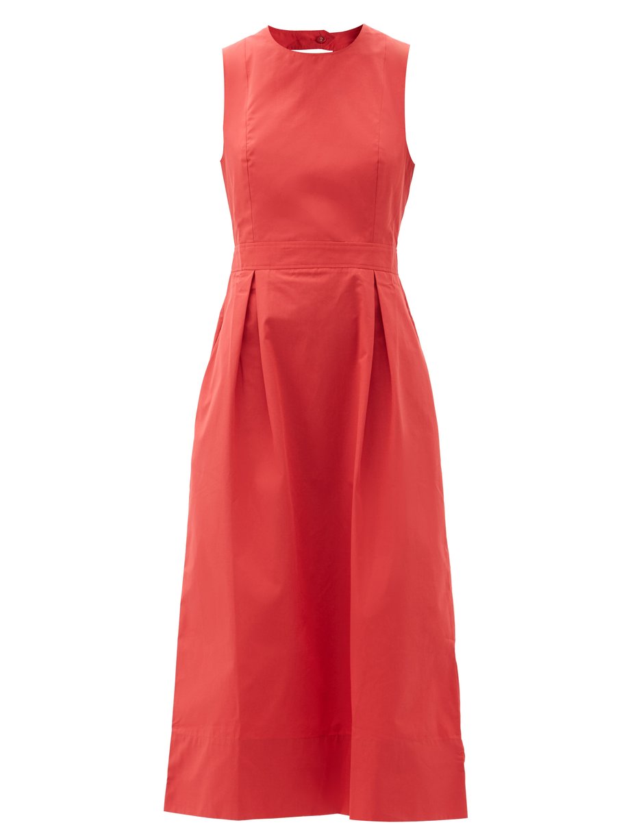 Red Marjorie open-back cotton-poplin midi dress | Three Graces London ...