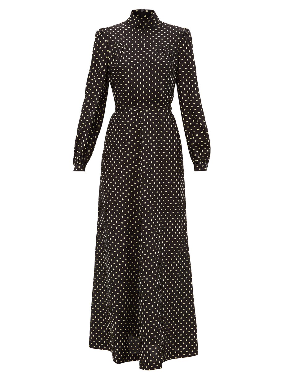 Bella Freud Print Angelica polka-dot silk midi dress | 매치스패션, 모던 럭셔리 온라인 쇼핑