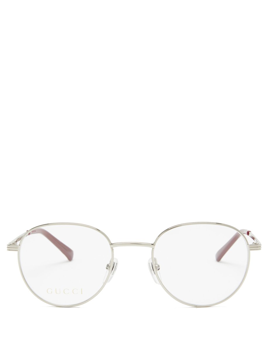 Udsæt Vejrudsigt Stræbe Metallic Round metal glasses | Gucci | MATCHESFASHION US