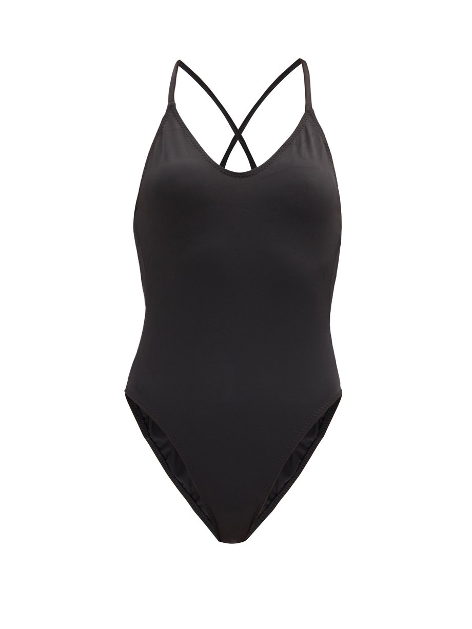 Black Fara scoop-neck crossover-back swimsuit | Norma Kamali ...