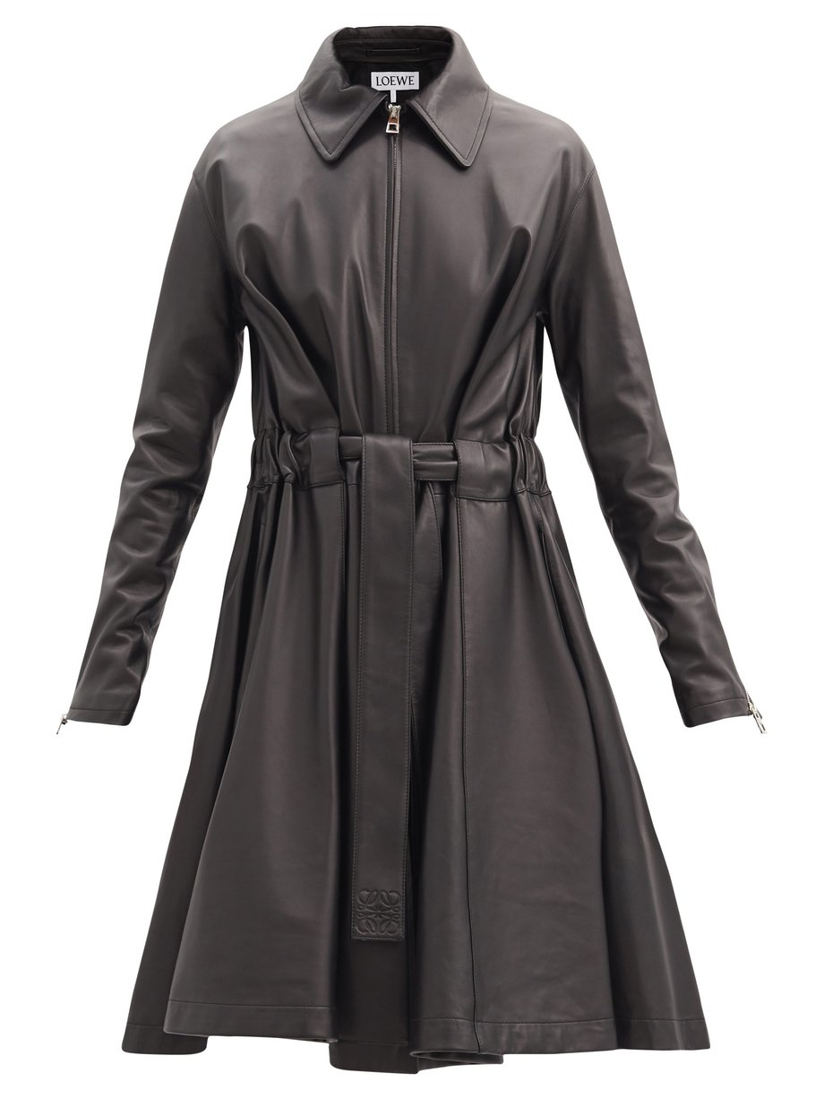 Belted leather coat Black Loewe | MATCHESFASHION FR