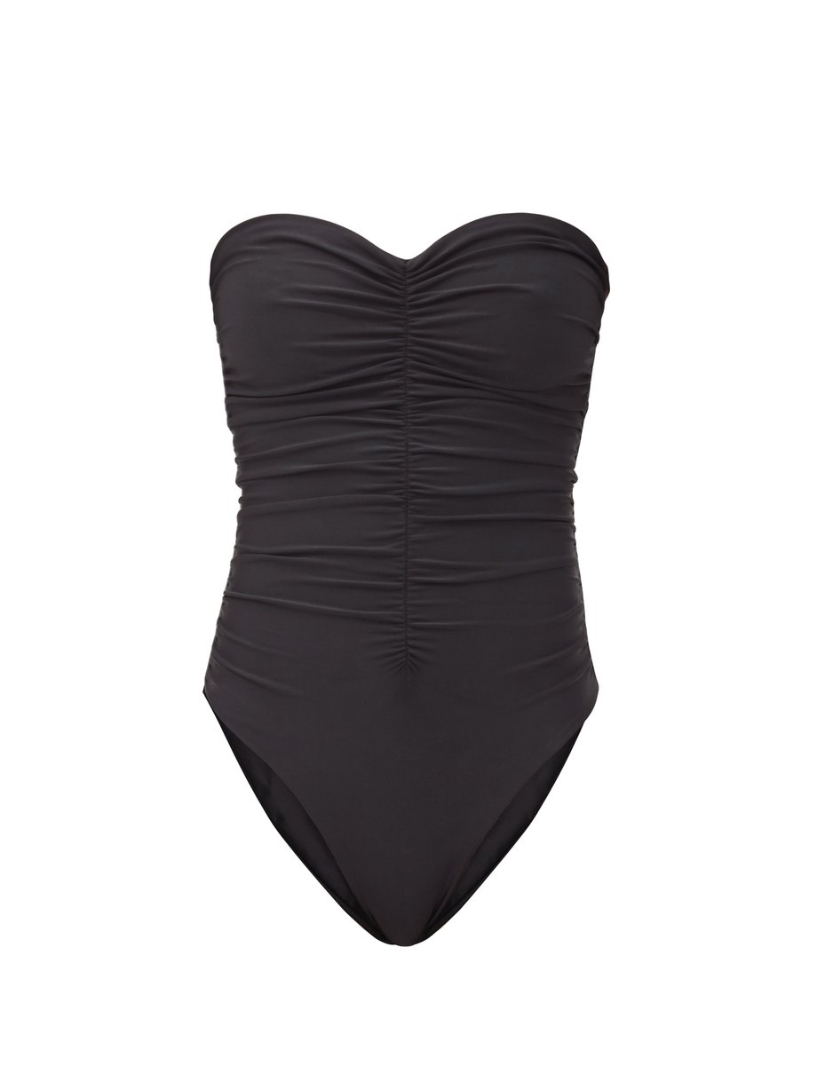 Black Yara ruched strapless swimsuit | Jade Swim | MATCHESFASHION US