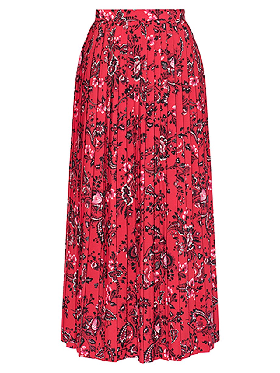 Erdem Red Nolana pleated floral-print crepe skirt | 매치스패션, 모던 럭셔리 온라인 쇼핑