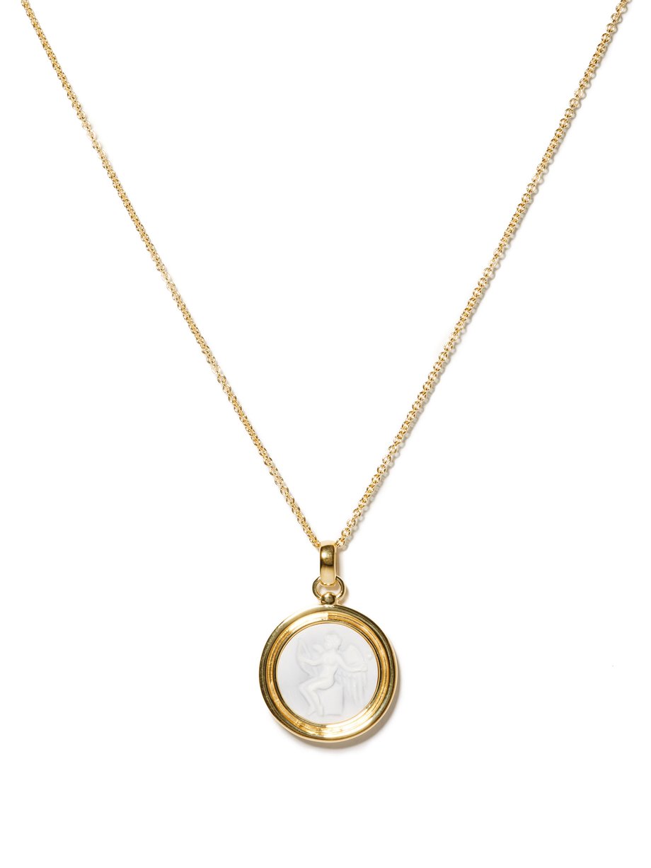 Eros cameo 14kt gold-plated pendant necklace