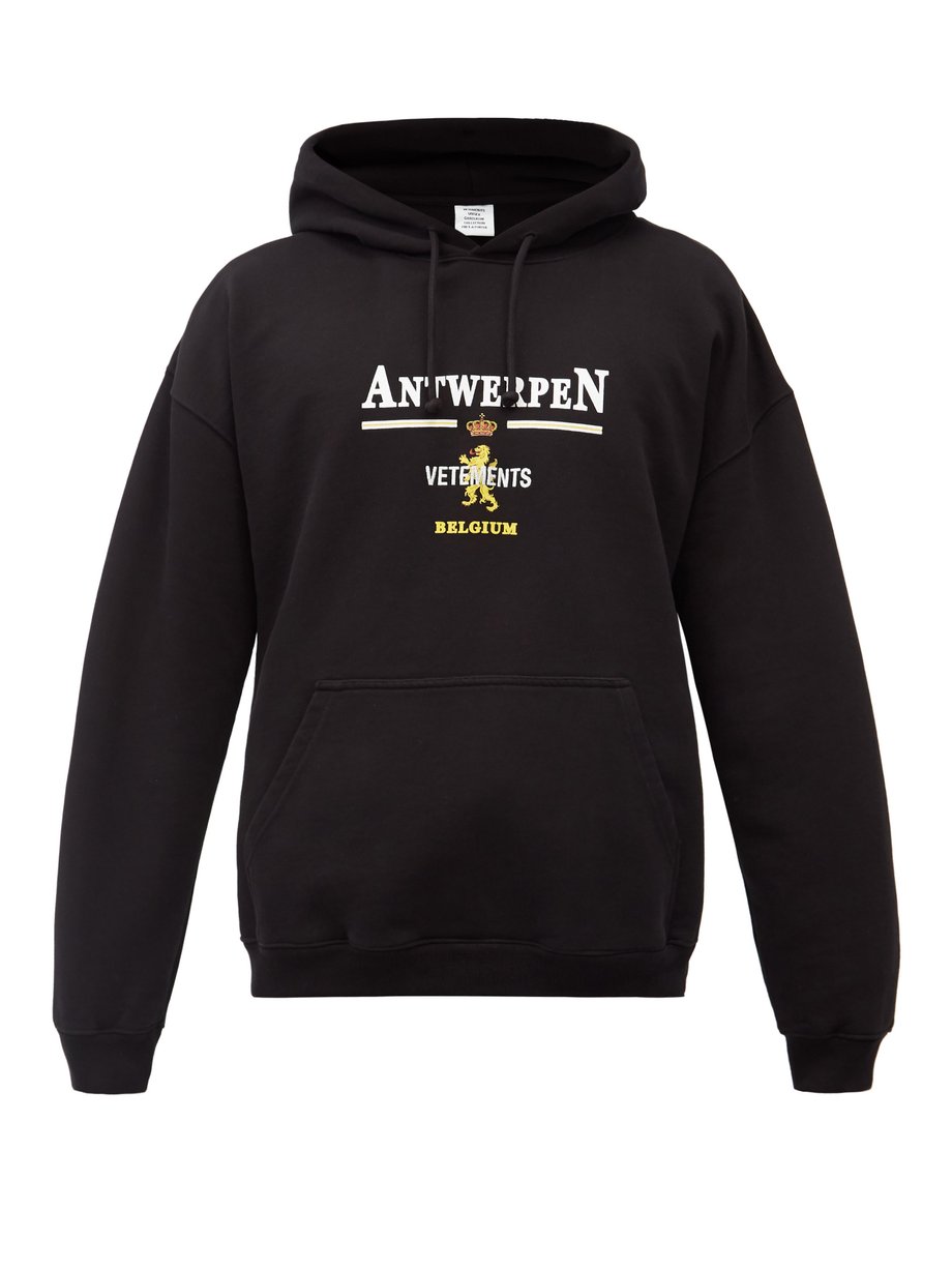 Antwerp logo-embroidered cotton-blend sweatshirt Black Vetements