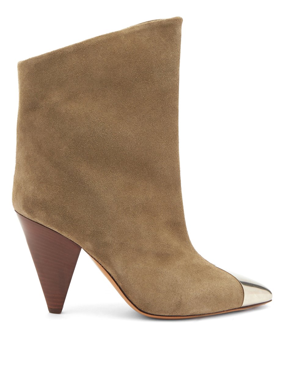 Brown Lapee metallic-toecap suede ankle boots | Isabel Marant ...