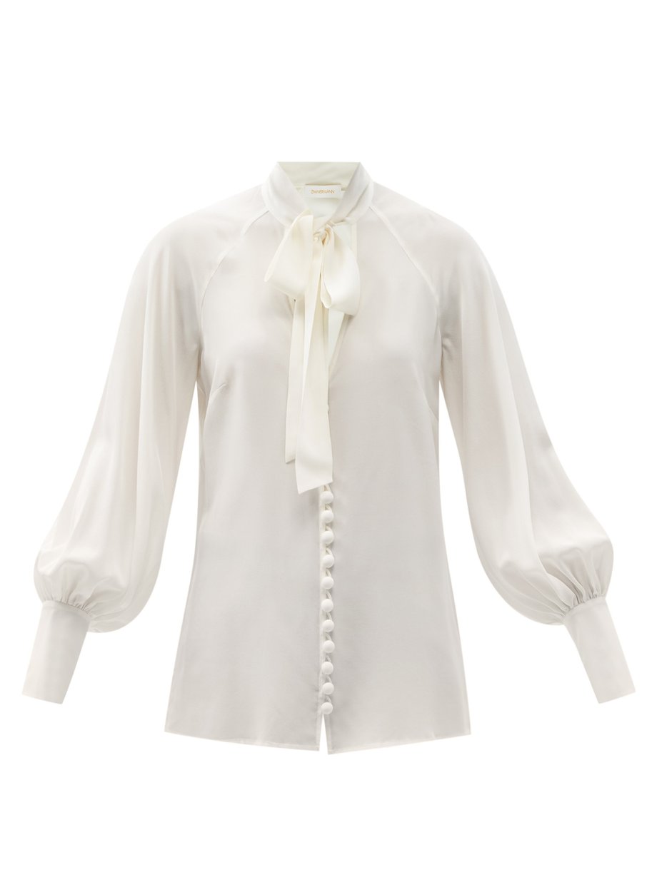 White Pussybow silk blouse | Zimmermann | MATCHESFASHION US