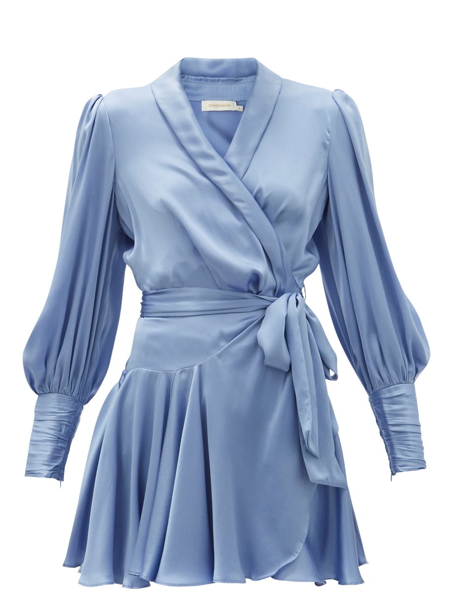 FRESH PRODUCE Medium Luna BLUE White Tides Stretch Knit Wrap Dress $89 NWT New M
