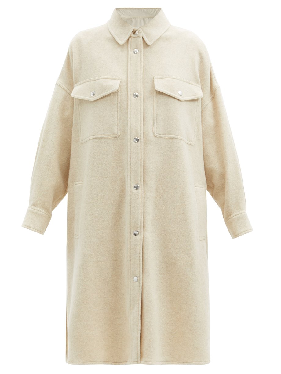 døråbning Shetland Atomisk Neutral Fontia oversized wool-blend shirt coat | Isabel Marant Étoile |  MATCHESFASHION US