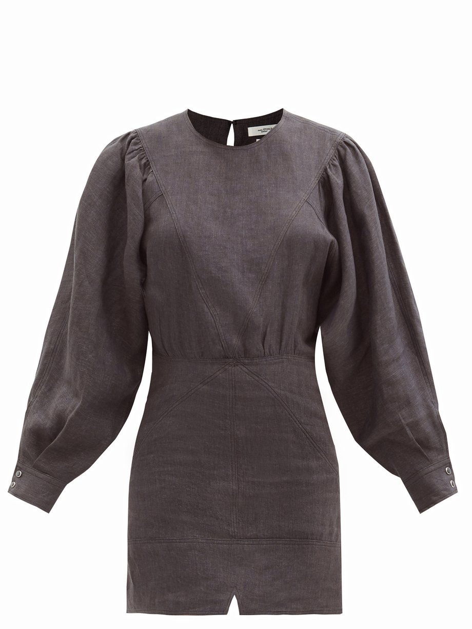 Black Nuevo panelled linen mini dress | Isabel Marant Étoile | MATCHESFASHION