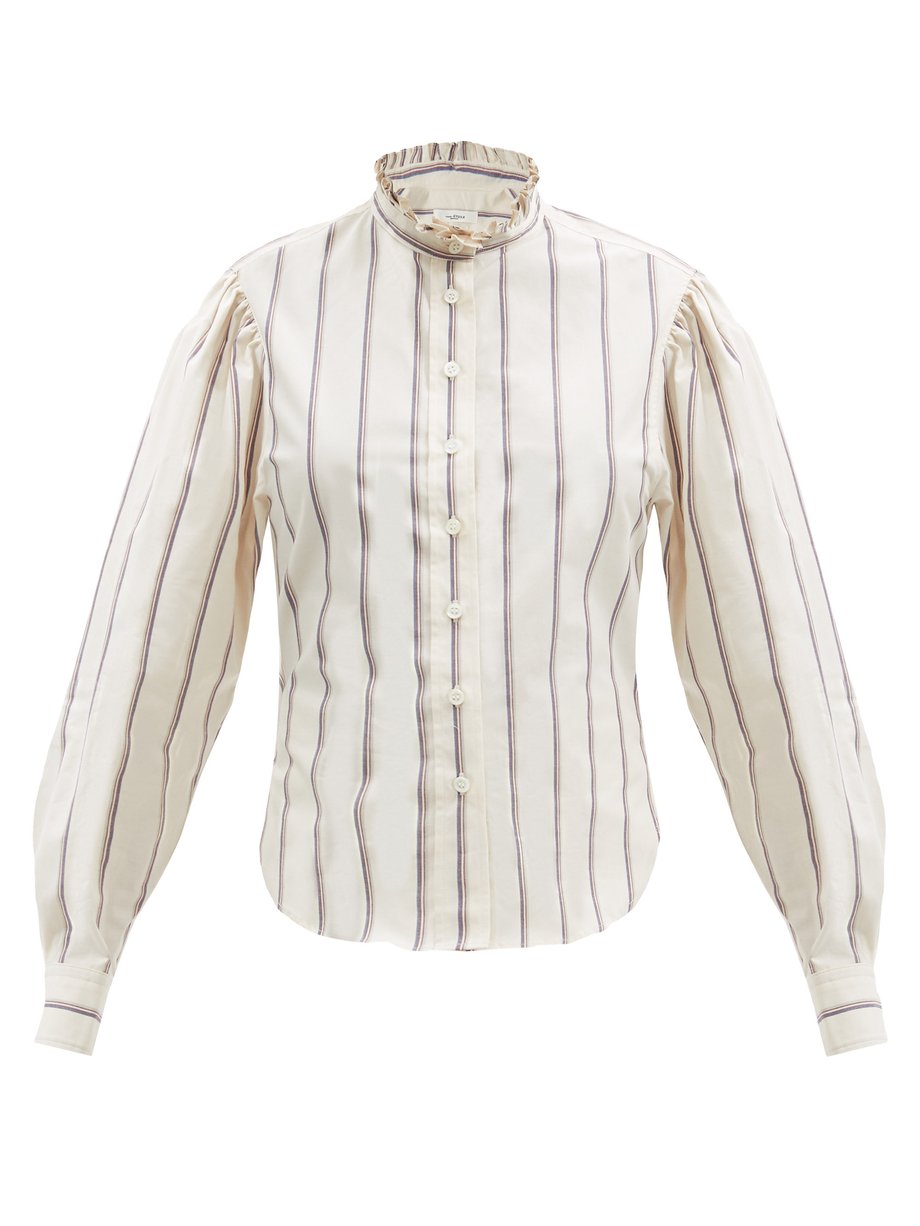Bred vifte kanal Champagne White Jancis ruffled high-neck striped cotton shirt | Isabel Marant Étoile  | MATCHESFASHION US