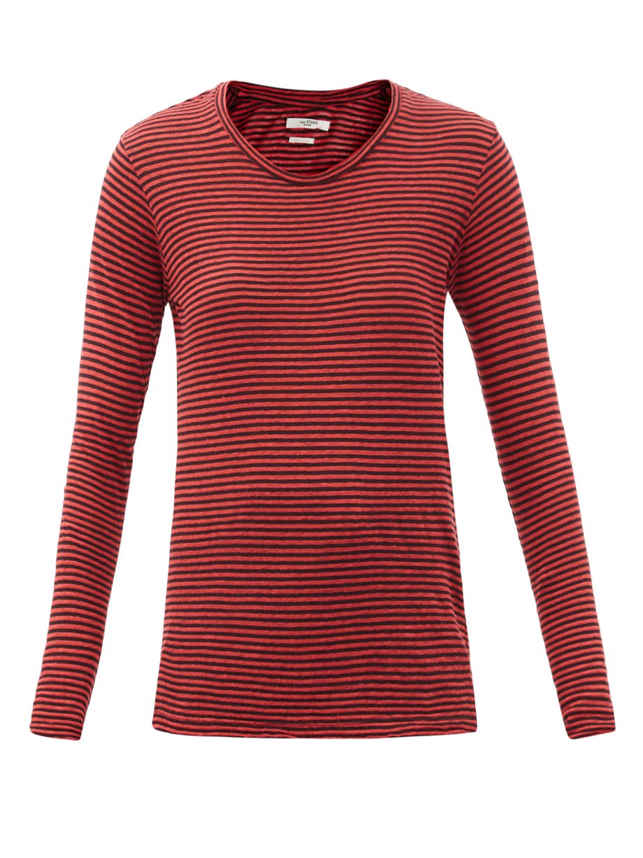 Fil Sydamerika På daglig basis Red Kaaron striped linen-blend long-sleeved T-shirt | Isabel Marant Étoile  | MATCHESFASHION US