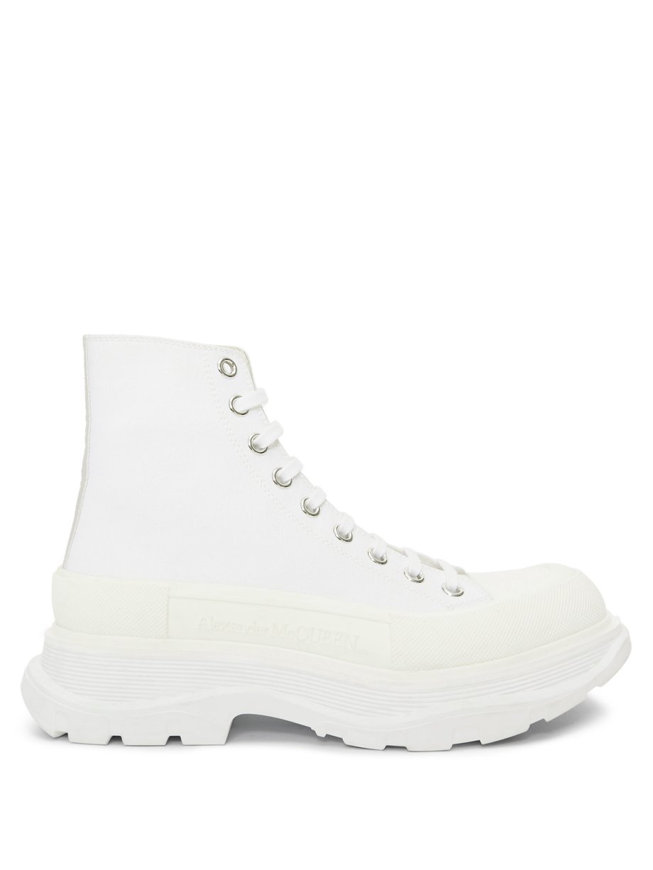 Tread Slick exaggerated-sole canvas boots White Alexander McQueen |  MATCHESFASHION FR