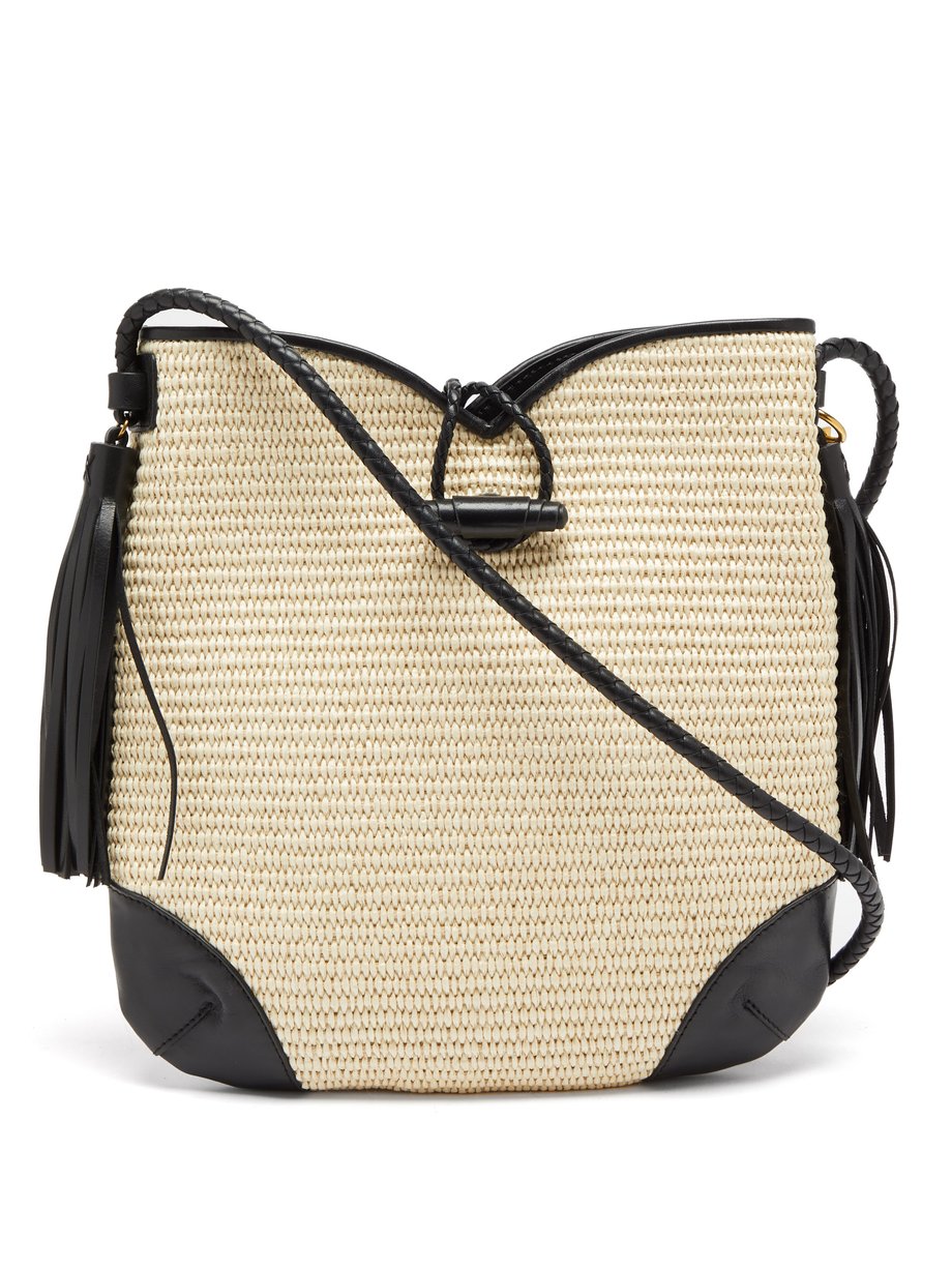 Black Tyag leather-trim raffia shoulder bag | Isabel Marant ...