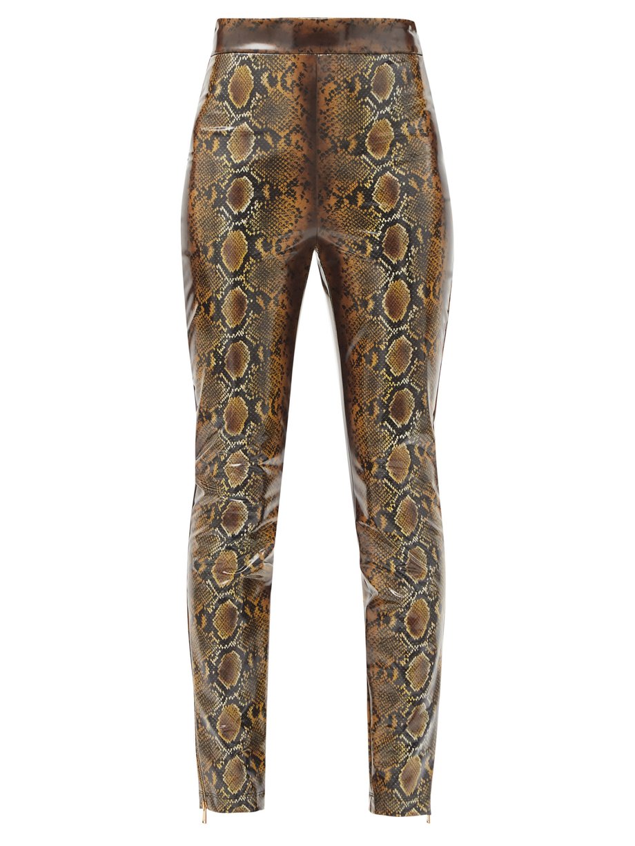 Print High-rise python-print laminated-jersey leggings | Versace ...