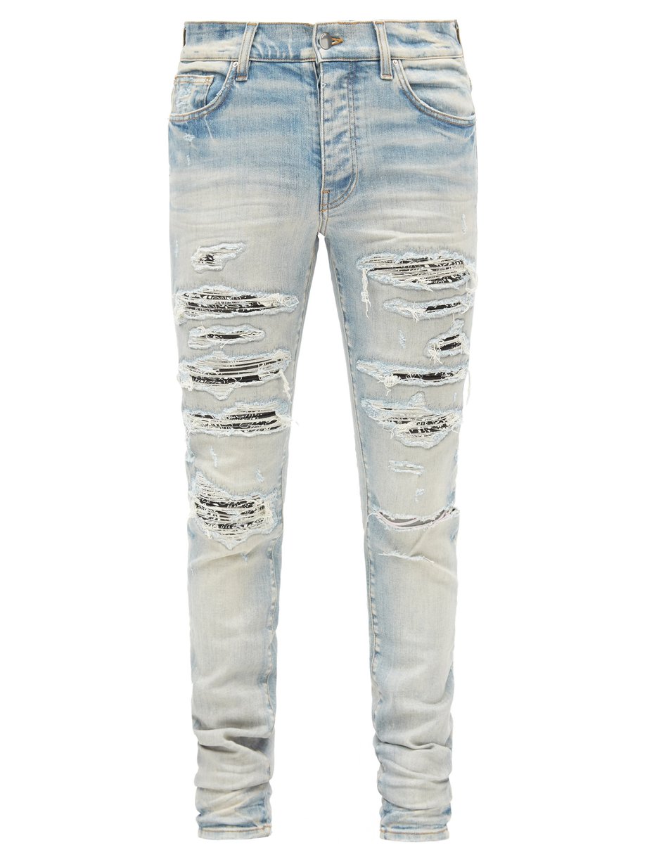 Blue Bandana Thrash distressed skinny jeans | Amiri | MATCHESFASHION US