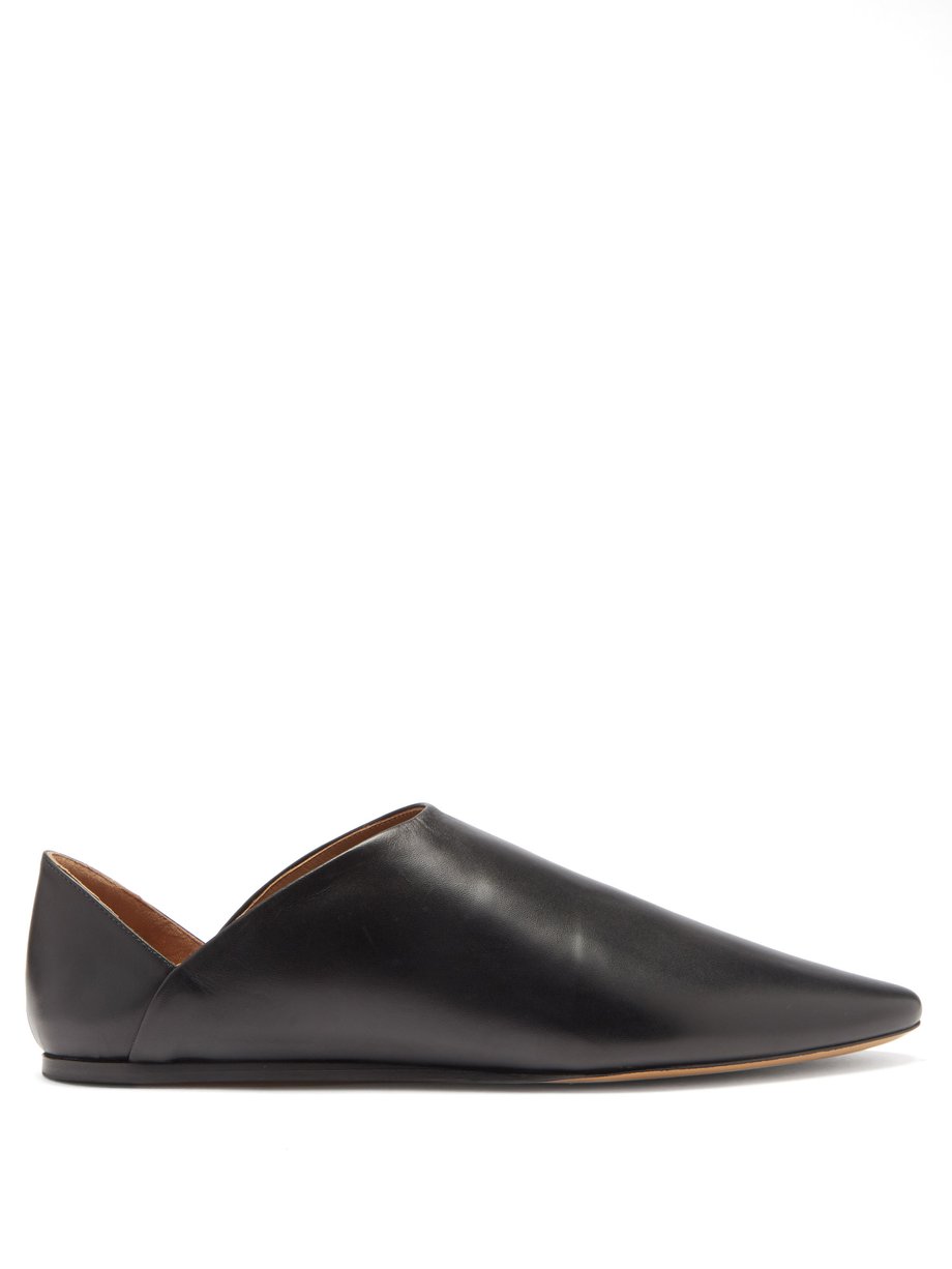 Black Collapsible-heel leather slipper shoes | Le Monde Beryl ...