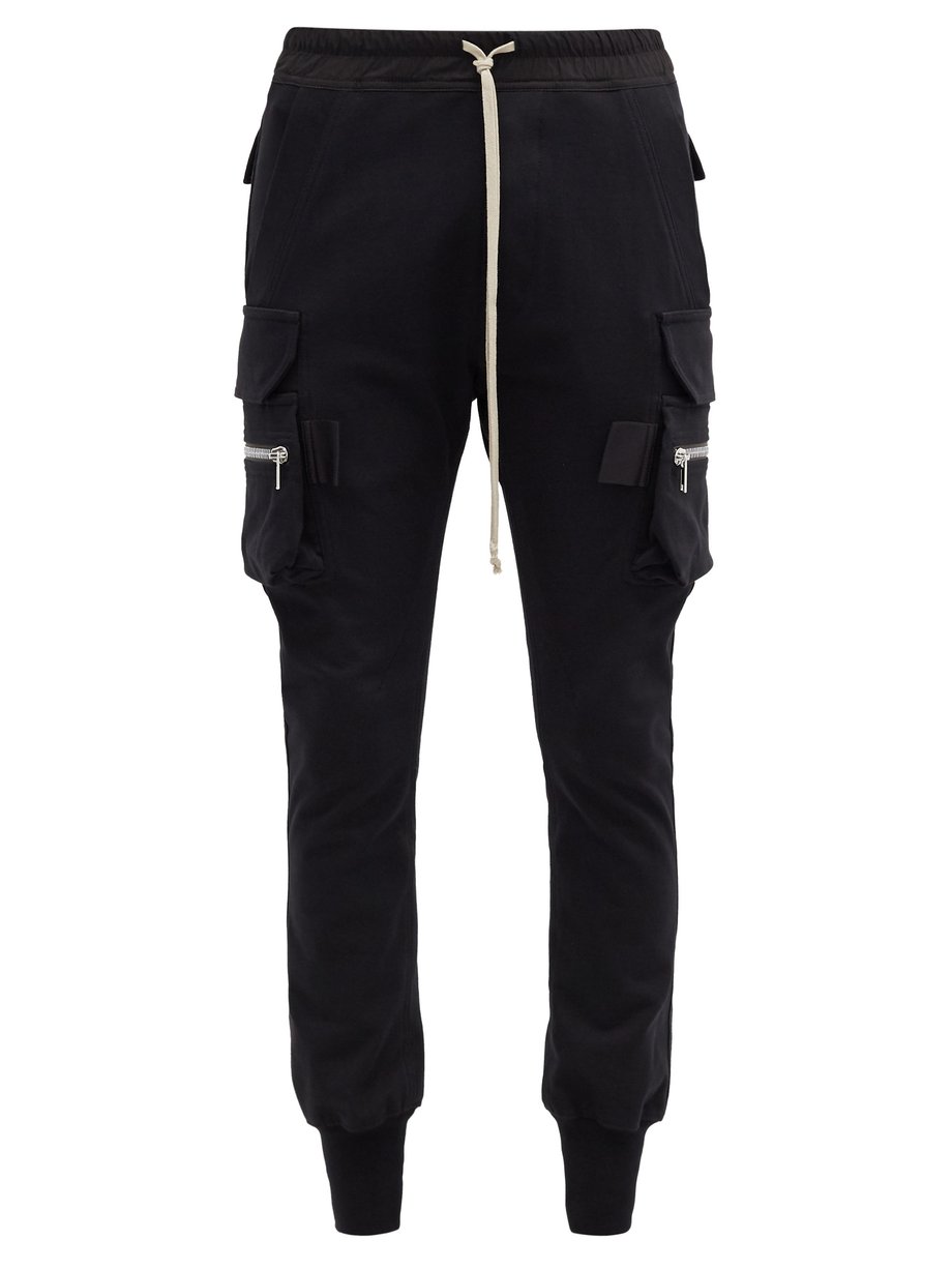 Black Drawstring-waist organic cotton-jersey trousers | Rick Owens ...
