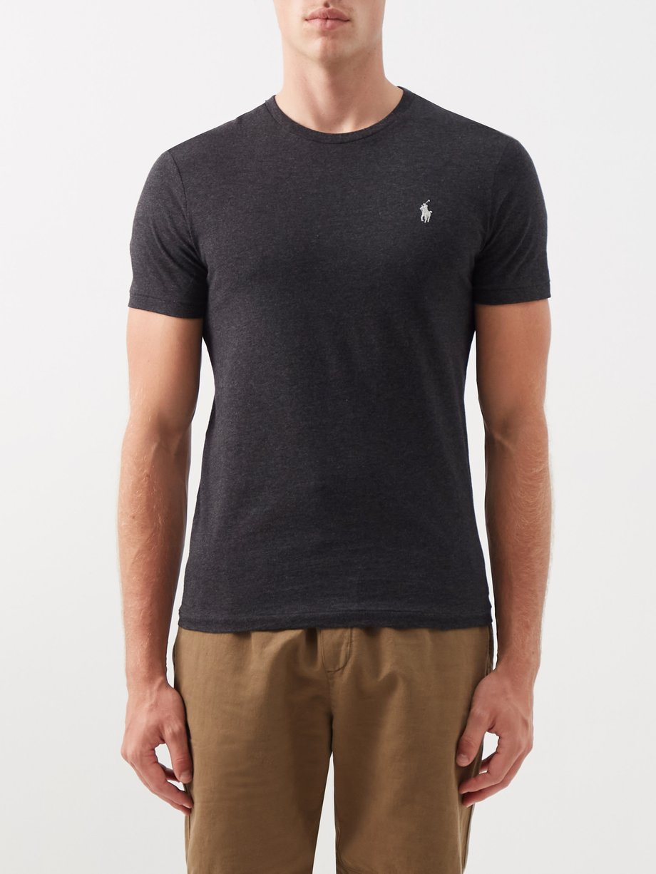 폴로 랄프로렌 반팔티 Polo Ralph Lauren Black Logo-embroidered cotton-jersey T-shirt