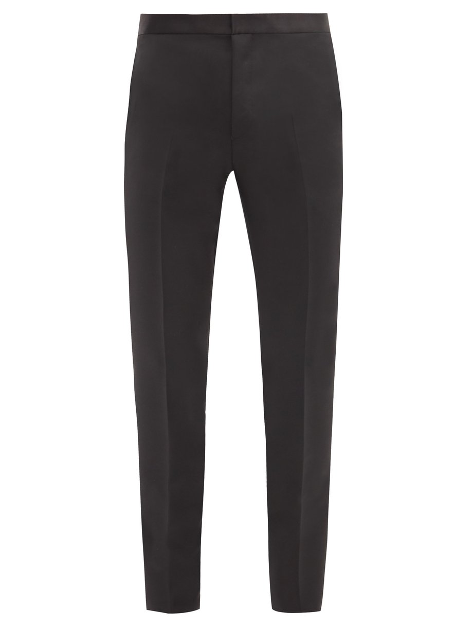 Black Satin-waist wool-blend twill trousers | Givenchy | MATCHESFASHION UK