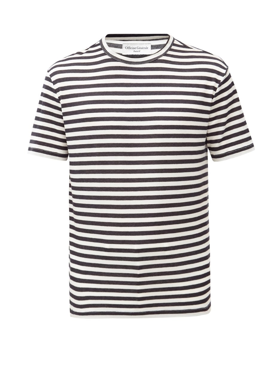 Officine Generale オフィシン ジェネラル ボーダーtシャツ ネイビー Matchesfashion マッチズファッション