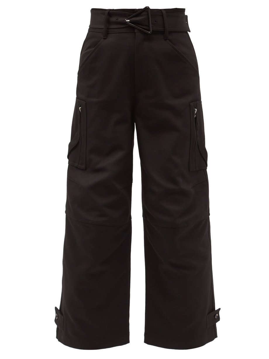 Black High-rise belted cotton-canvas trousers | Bottega Veneta ...