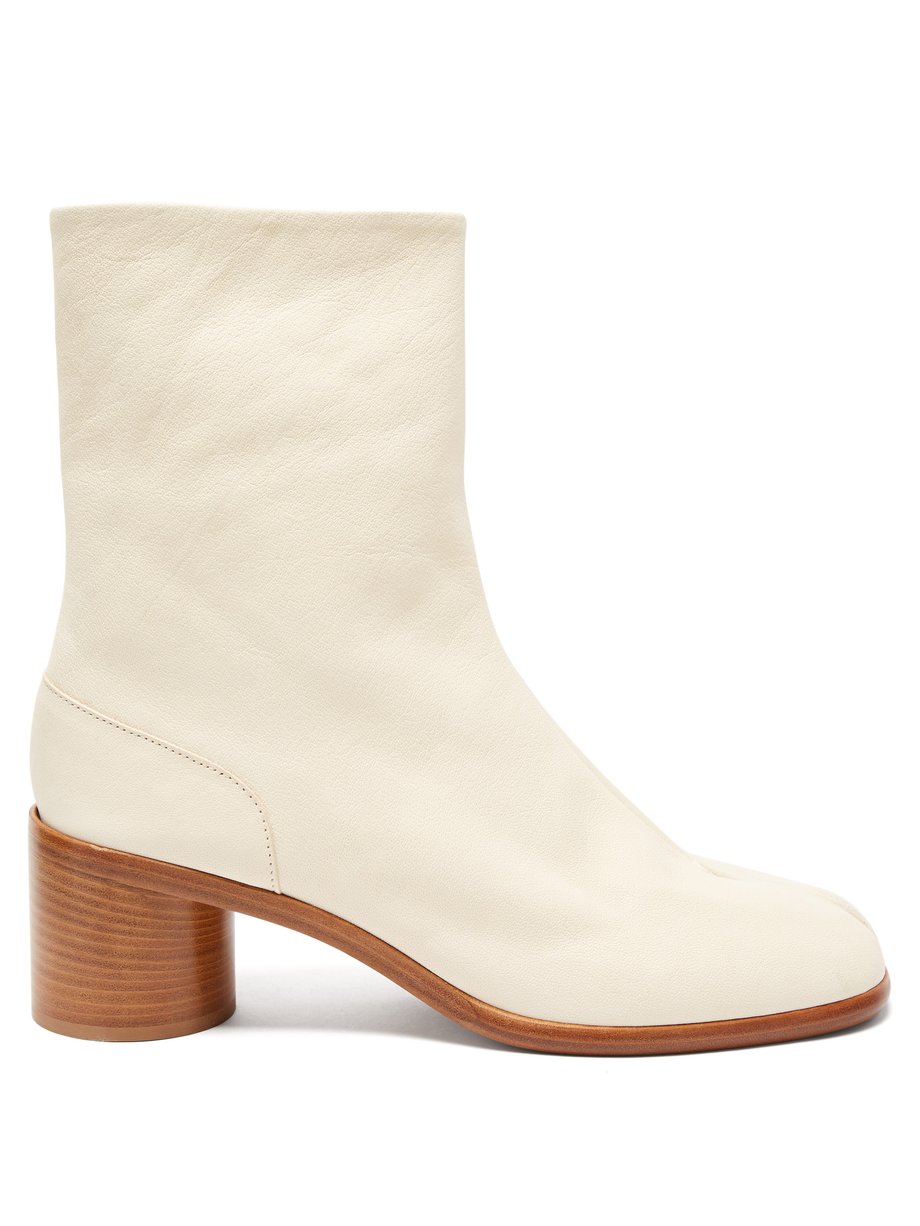 White Tabi split-toe leather ankle boots | Maison Margiela ...