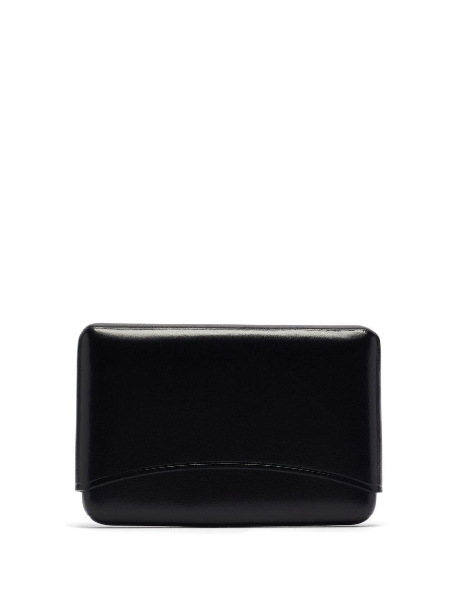 르메르 몰디드 카드 지갑 (선물 추천) Lemaire Black Moulded leather cardholder
