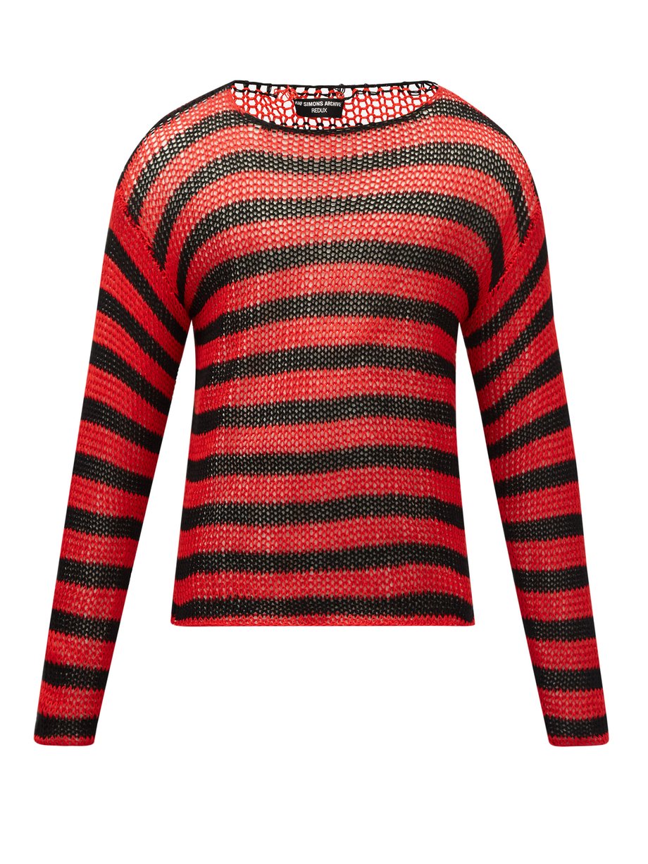 SS97 striped open-knit cotton sweater